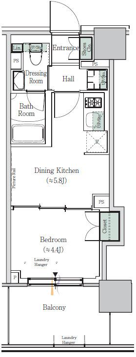ONE ROOF RESIDENCE NISHI NIPPORI(1DK/8階)の間取り写真