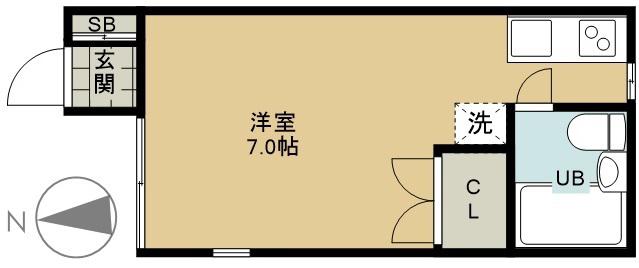メゾンドソレイユ(ワンルーム/2階)の間取り写真