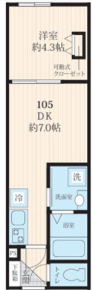 IKI国分寺(1DK/1階)の間取り写真