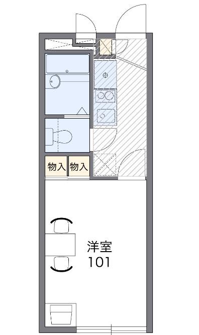 ソレイユII(1K/2階)の間取り写真