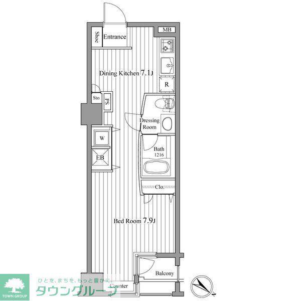 ブロードシティ東京(1DK/3階)の間取り写真