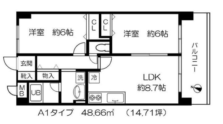 池袋1丁目(2LDK/2階)の間取り写真