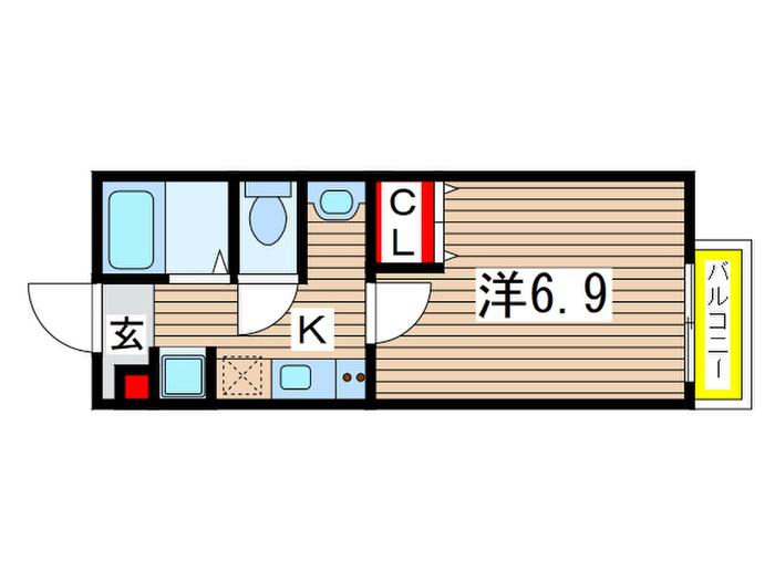 ルミナス逆井(1K/2階)の間取り写真
