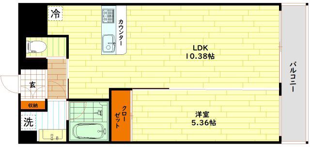 プレジオ城東(1LDK/4階)の間取り写真