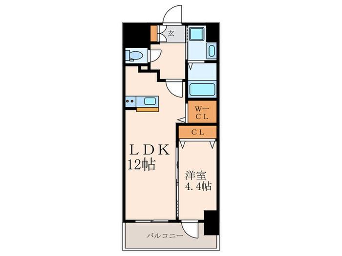 ニューリバー黄金(1LDK/12階)の間取り写真