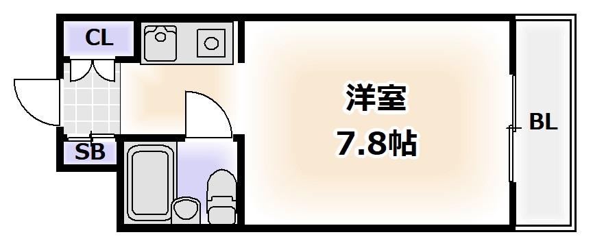 ホーユウコンフォルト 天王寺東(1K/2階)の間取り写真