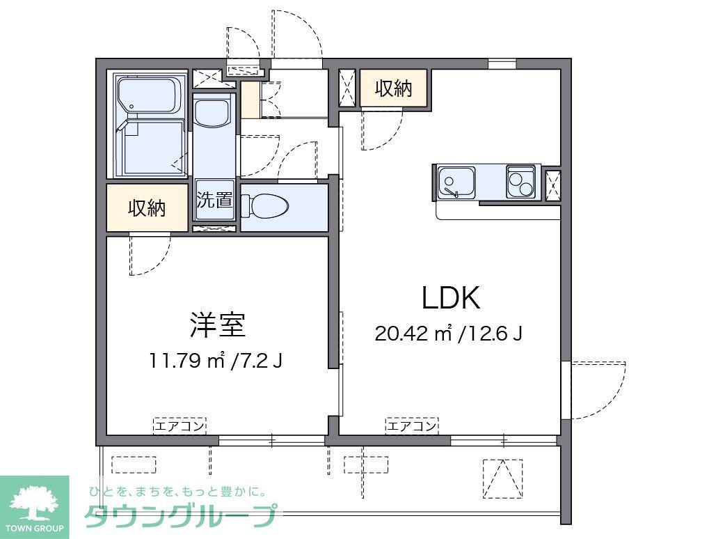 クレイノ石原橋(1LDK/1階)の間取り写真