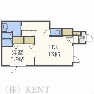 レトアデュエット発寒II-C(1LDK/1階)の間取り写真