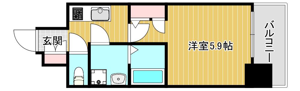 レオンコンフォート難波ブラン(1K/9階)の間取り写真