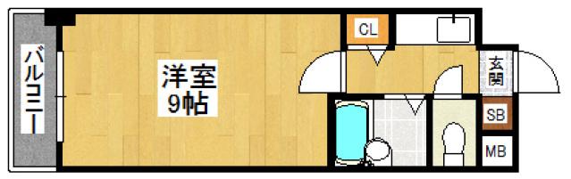 リヴァーオンステイツ(1K/4階)の間取り写真