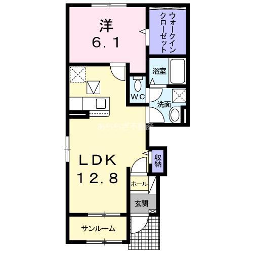 グランデールI(1LDK/1階)の間取り写真