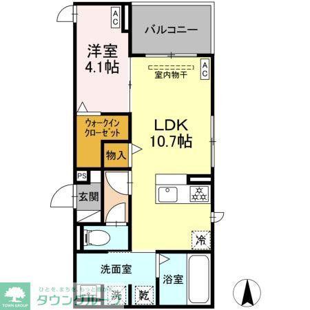 ルヴィータ本陣(1LDK/2階)の間取り写真