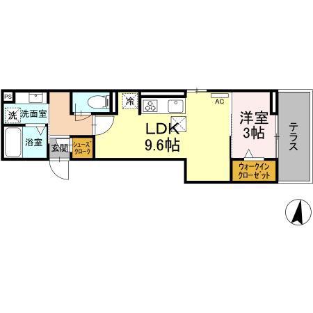 ベンティ 明治(1LDK/1階)の間取り写真