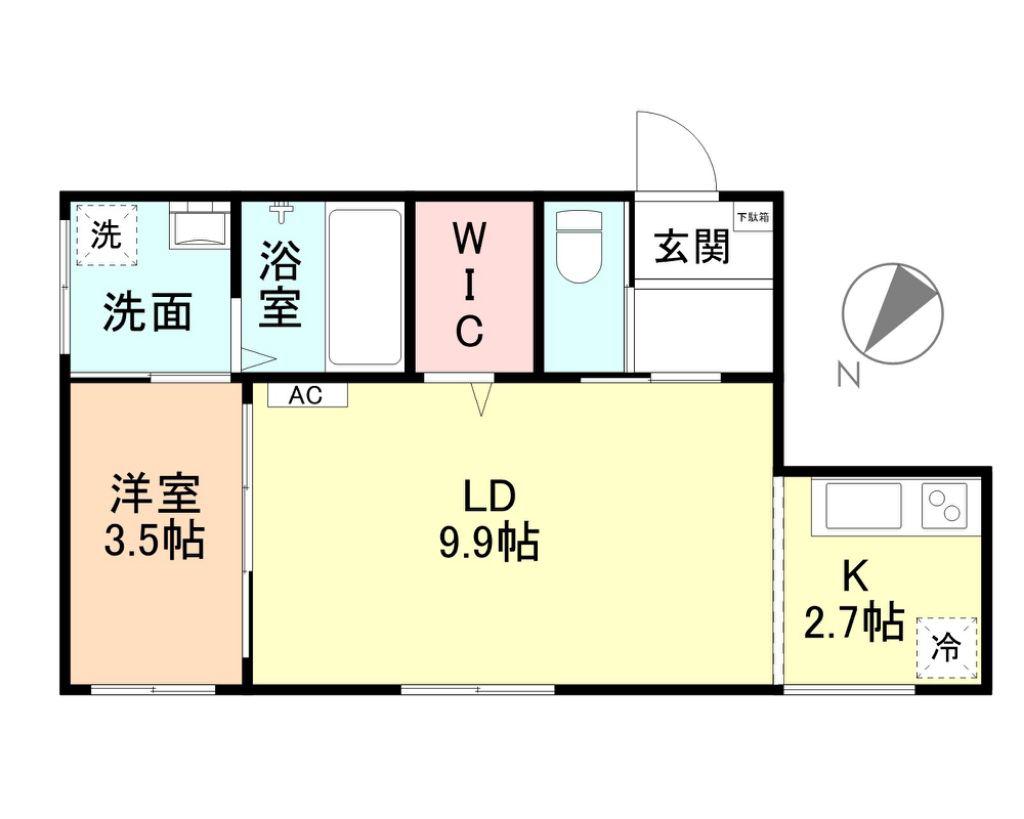 EL VITA南富山(1LDK/2階)の間取り写真