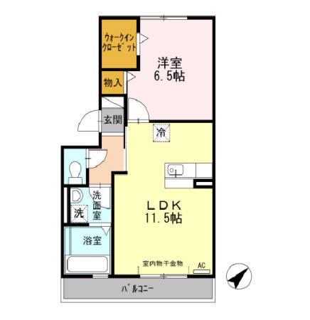 F・アンジェ B棟(1LDK/3階)の間取り写真