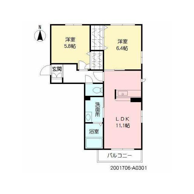 シャーメゾン須屋I(2LDK/3階)の間取り写真