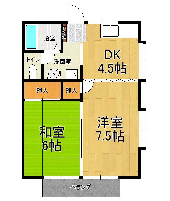帯山ハイツ(2DK/1階)の間取り写真