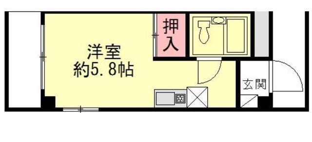 コーポ竹姫(ワンルーム/2階)の間取り写真