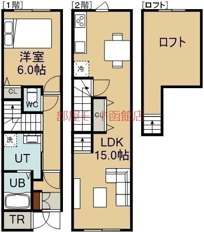 ARCHI(1LDK/1階)の間取り写真