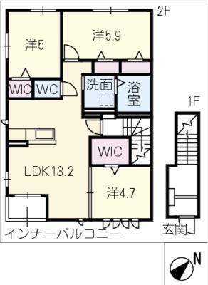 ハイム ローゼン(3LDK/2階)の間取り写真