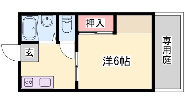アーバン砥堀(1K/1階)の間取り写真