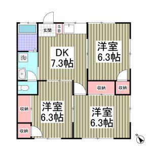 ヤマサンコーポA(3DK/1階)の間取り写真