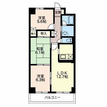 オークランド25(3LDK/3階)の間取り写真