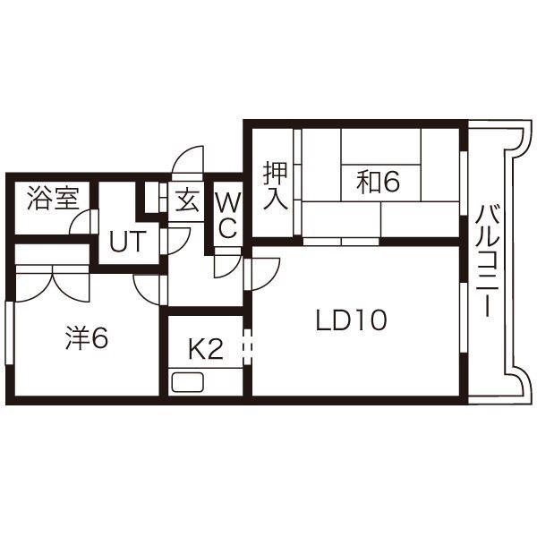 ローヤルハイツ東苗穂(2LDK/4階)の間取り写真