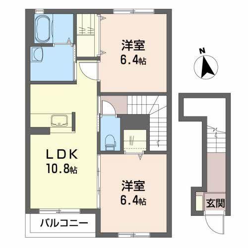 ルパルクA(2LDK/2階)の間取り写真