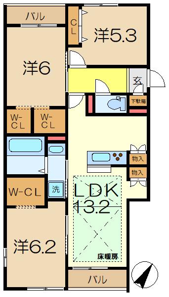 PARK VILLA M(3LDK/2階)の間取り写真