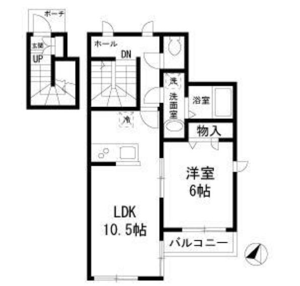 ハイム コルヌイエA棟(1LDK/2階)の間取り写真