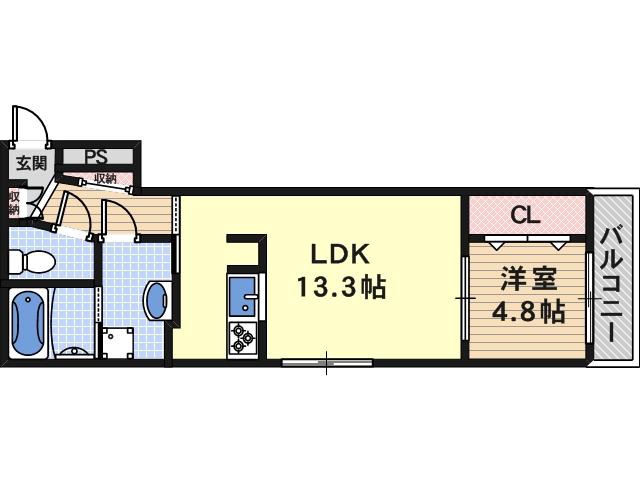 ラシーネ燦(1LDK/2階)の間取り写真