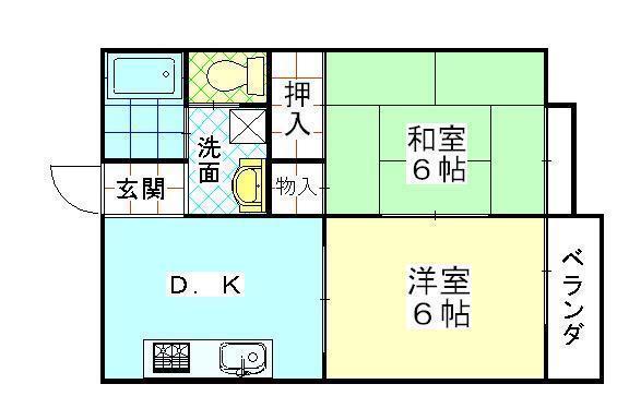 フェアステージイースト(2DK/1階)の間取り写真