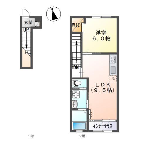 ブリスヒルズ坊金(1LDK/2階)の間取り写真