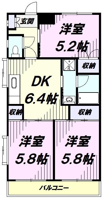 藤ハイツ(3DK/2階)の間取り写真