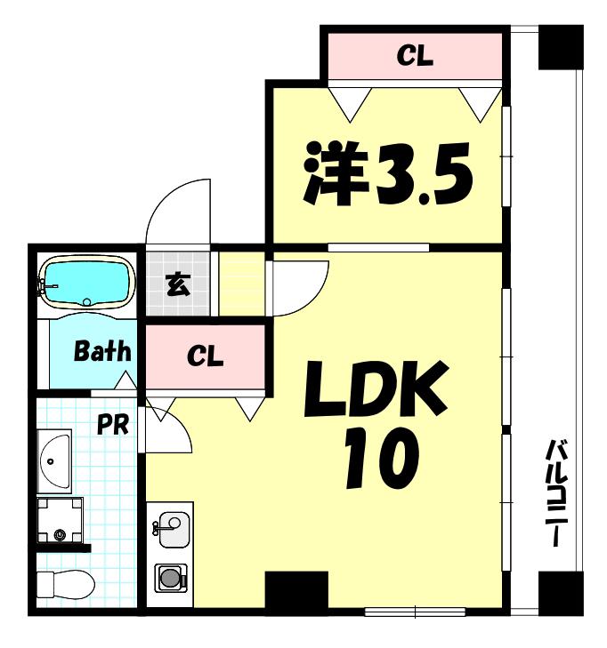 コンフォールびふう(1LDK/3階)の間取り写真