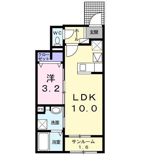 PARAMII(1LDK/1階)の間取り写真