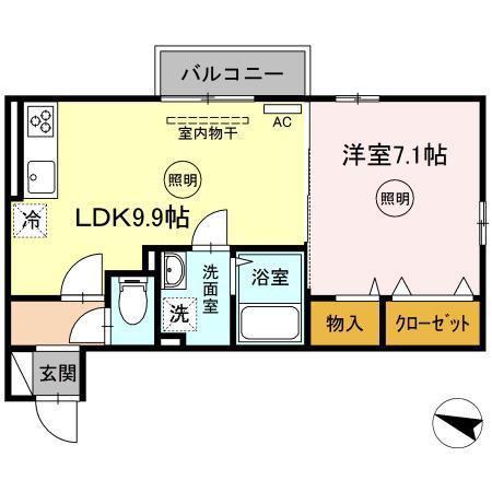 ルクラン(1LDK/2階)の間取り写真