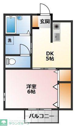 DEN仏向町(ワンルーム/2階)の間取り写真
