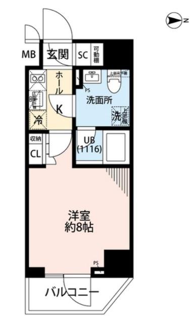 プレール・ドゥーク住吉IV(1K/2階)の間取り写真