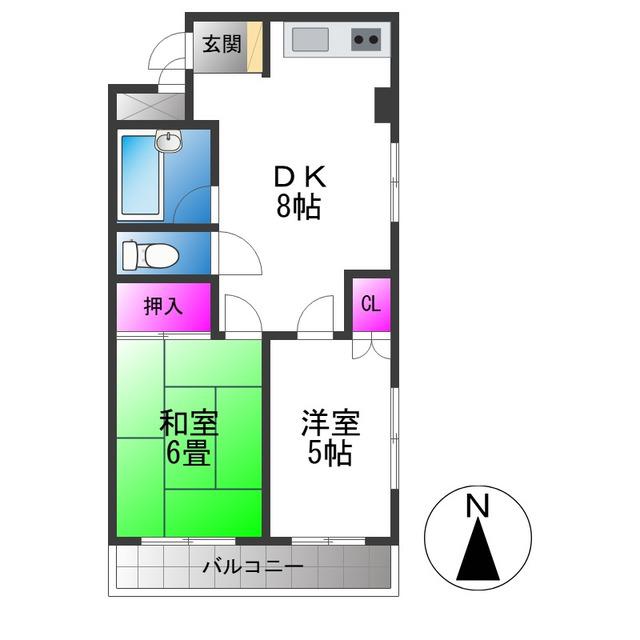 MEZON KASENO(2DK/1階)の間取り写真