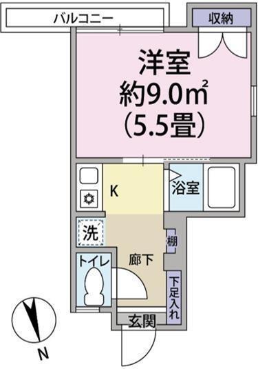 ブラン学芸大学(1K/2階)の間取り写真