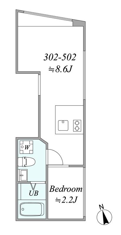 TRIAS225(1DK/4階)の間取り写真