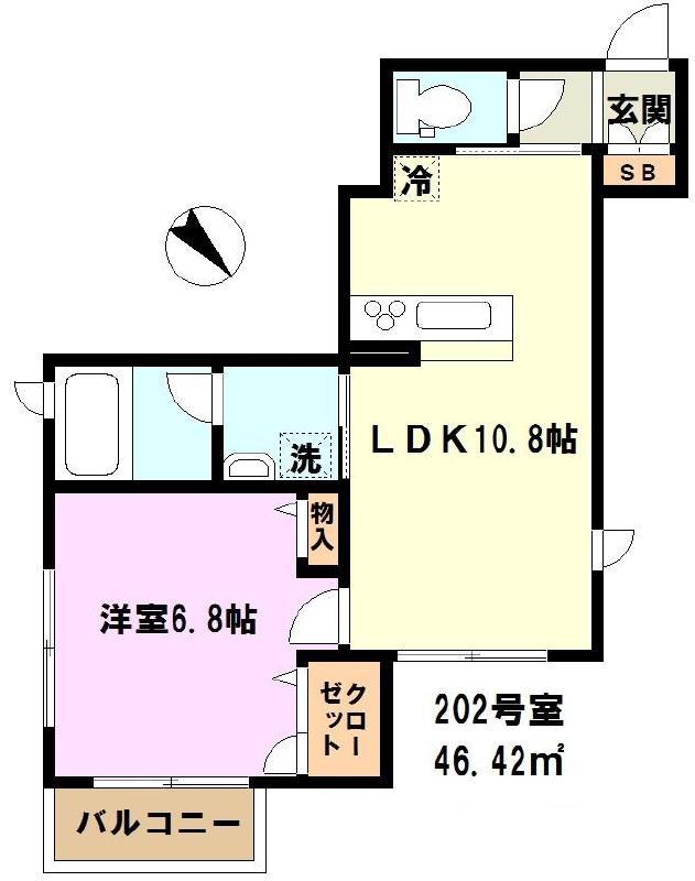 リラフォート(1LDK/2階)の間取り写真