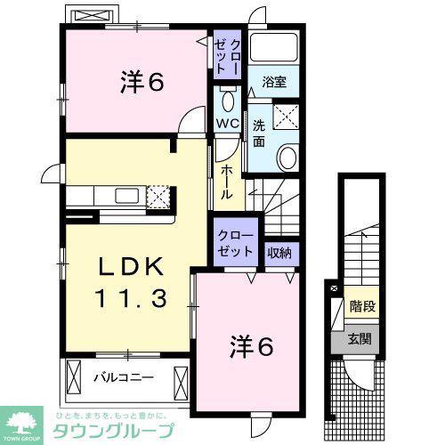 アウローラ(2LDK/2階)の間取り写真