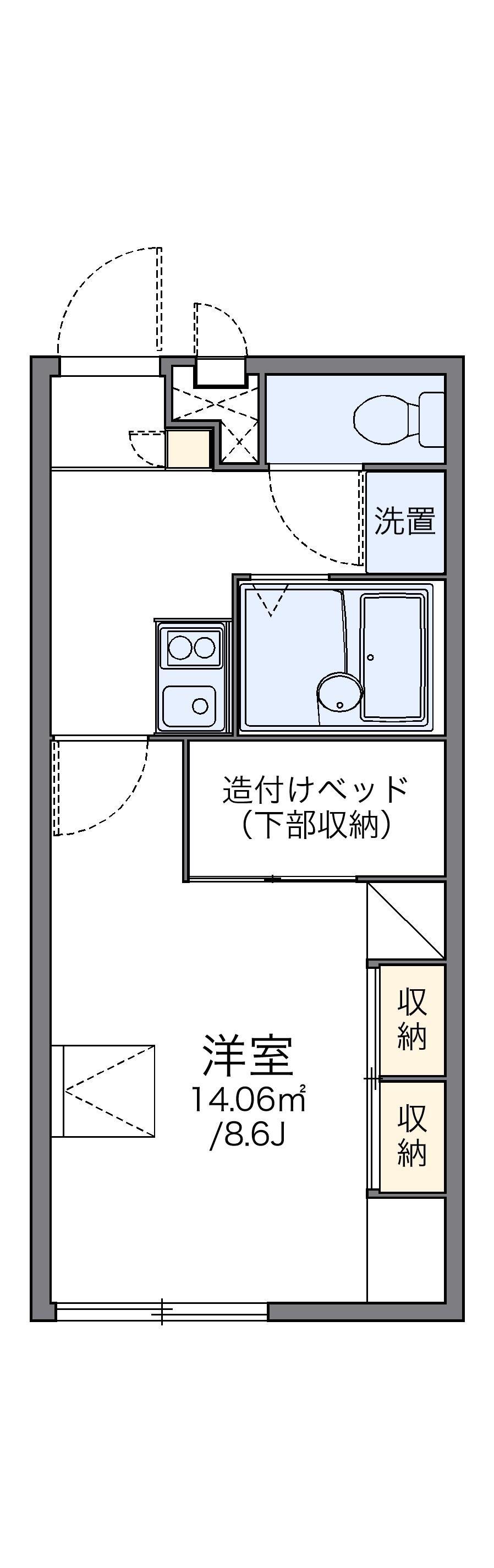レオパレスボヌール(1K/1階)の間取り写真