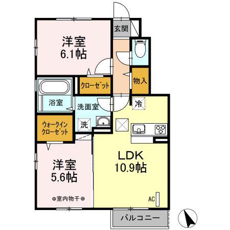 ラフィネ A(2LDK/1階)の間取り写真