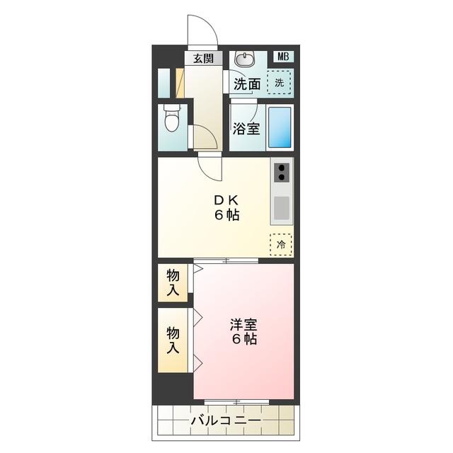 コンフォート23(1DK/3階)の間取り写真