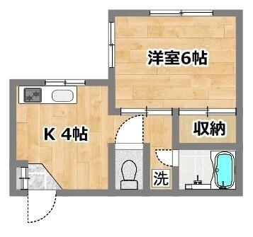 若林ビル(1DK/3階)の間取り写真