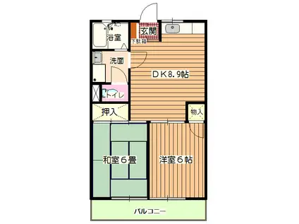 バルーンフラワーハイツ(2DK/1階)の間取り写真